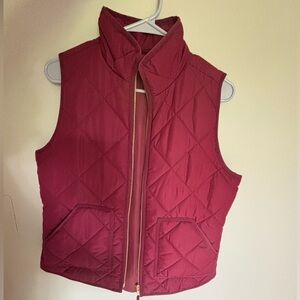 J.Crew Mercantile Burgundy Quilted Puffer Vest - Small